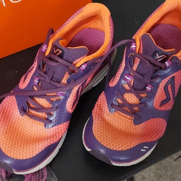 Vionic women's athletic shoes with extra laces, size 10. Purple and orange. - Picture 2 of 6